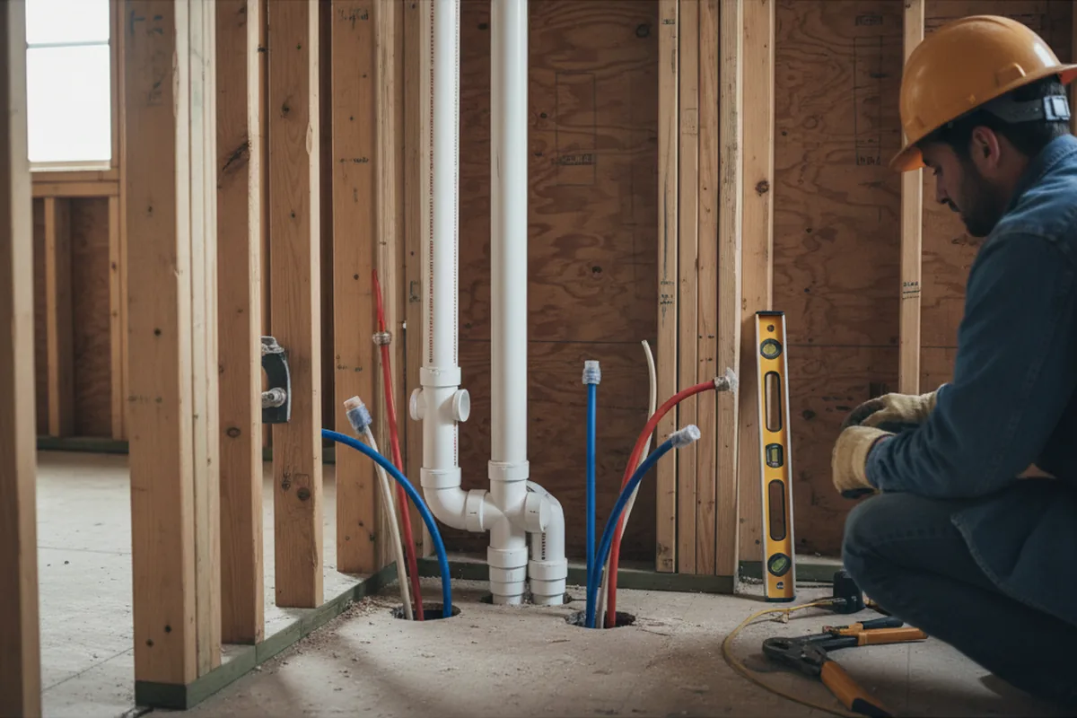 Drain and supply rough-in during Leak Detection in Jacobs Creek